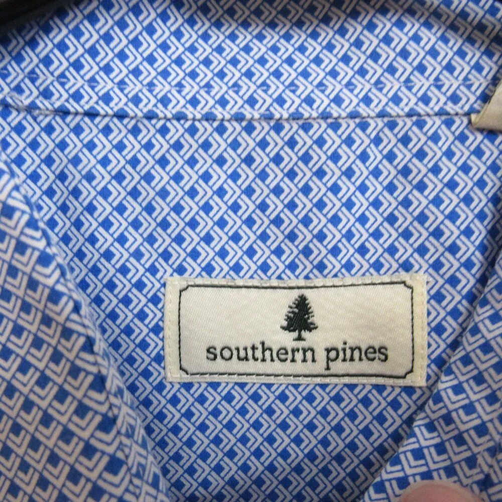 Southern Pines Casual Button-Down‎ Shirt Men’s Blue XL Cotton Long Sleeve